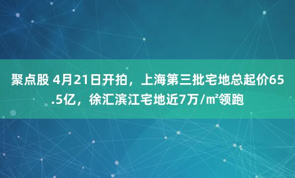 聚点股 4月21日开拍，上海第三批宅地总起价65.5亿，徐汇滨江宅地近7万/㎡领跑